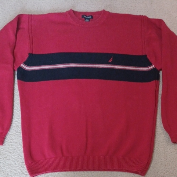 Nautica Red Crew Neck Sweater - Picture 1 of 12